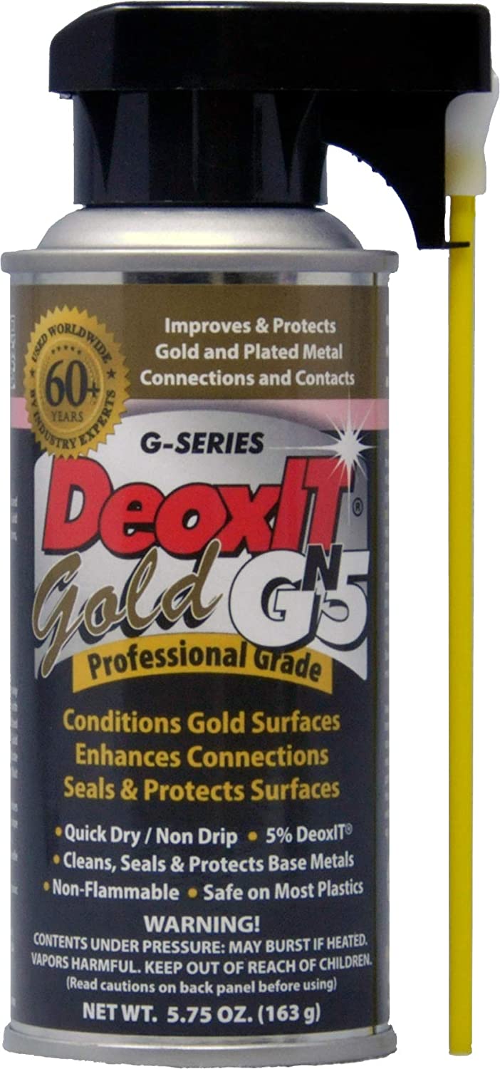 DeoxIT Gold GN5S-6N Spray, Contact Cleaner/Enhancer/Protector for Gold Surfaces, 163g, Nonflammable/Non-Drip