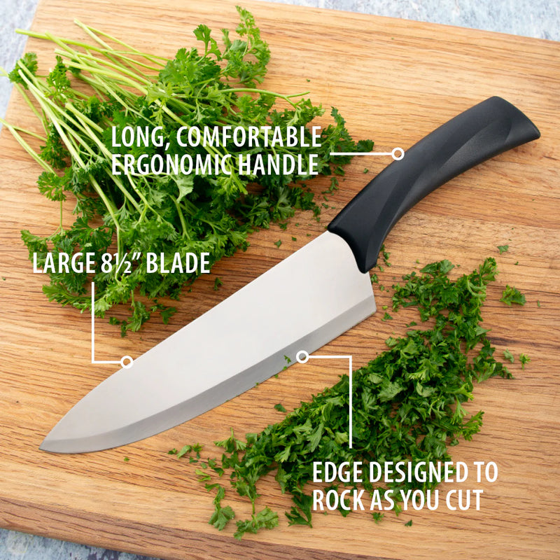 Rada Cutlery Anthem Series French Chef Knife Stainless Steel Blade with Ergonomic Black Resin Handle - 13-3/8 Inches